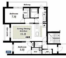 京王井の頭線 久我山駅 徒歩6分の賃貸マンション 2階2LDKの間取り