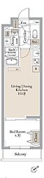 東京メトロ東西線 門前仲町駅 徒歩7分の賃貸マンション 4階1LDKの間取り
