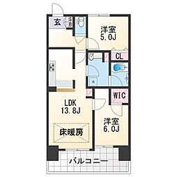 JR紀勢本線 宮前駅 徒歩24分の賃貸マンション 5階2LDKの間取り