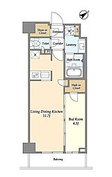市谷台町坂フロント 1LDKの間取図画像