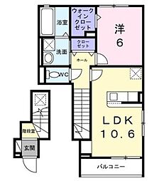 ドルチェビータ III 2階1LDKの間取り