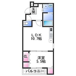 フジパレス高石加茂 2階1LDKの間取り