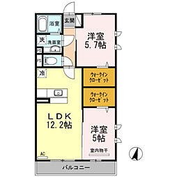 プレミーナコート 2LDKの間取図画像
