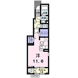 ラポール三條I 1階ワンルームの間取り