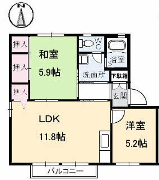 セントクレア　Ａ棟 A0202｜鳥取県鳥取市新(賃貸アパート2LDK・2階・50.50㎡)の写真 その2