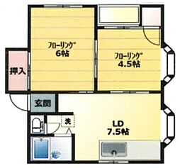 スカイベル 2DKの間取図画像