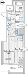 グレイスリヴィエール東京八丁堀 1DKの間取図画像