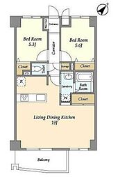 サント・コア目黒 2階2LDKの間取り