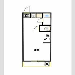 鵠沼コーポ ワンルームの間取図画像