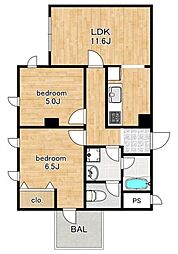 カーサ鹿沼台 2LDKの間取図画像