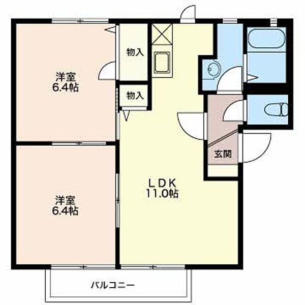 エスポワール住吉　II 201｜新潟県新発田市住吉町２丁目(賃貸アパート2LDK・2階・50.60㎡)の写真 その2