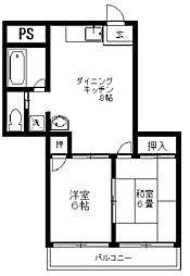 シェモア・モリタ 2階2DKの間取り