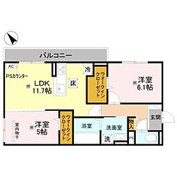 穂乃香1 2LDKの間取図画像