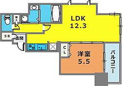 S-RESIDENCE神戸元町 8階1LDKの間取り