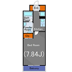 ウィズ丸子通 4階1Kの間取り