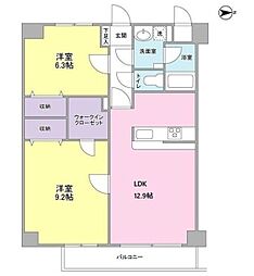 クレストコート 2LDKの間取図画像