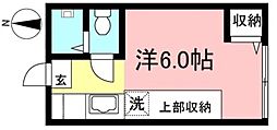 上北沢パークフラット参番館 1階ワンルームの間取り
