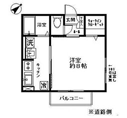メルローズ 1Kの間取図画像
