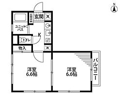 中野千利休 2Kの間取図画像