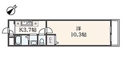 JR総武線 東中野駅 徒歩8分の賃貸マンション 3階1Kの間取り