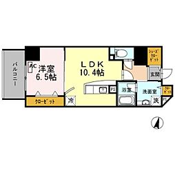 Y'sCourt東梅田 1LDKの間取図画像