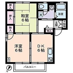 クレール大倉山 2DKの間取図画像