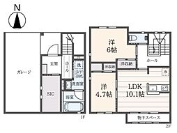 Grandeur赤堤 2LDKの間取図画像