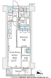ロイヤルパークス赤羽サウス 2階2LDKの間取り