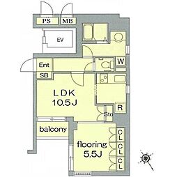 グランヴァン水天宮II 4階1LDKの間取り