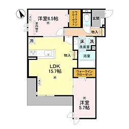 ザ・グレイスナカモズ 2LDKの間取図画像