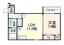 フジパレス　リュクス 1階1LDKの間取り