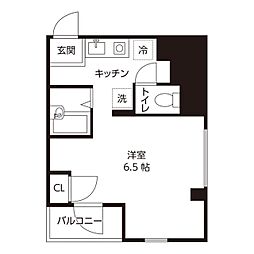 グランシャリオ蓮沼 4階ワンルームの間取り