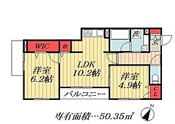 都営新宿線 瑞江駅 徒歩6分の賃貸アパート 1階2LDKの間取り