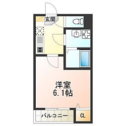 ハーモニーテラス杉本2 1Kの間取図画像