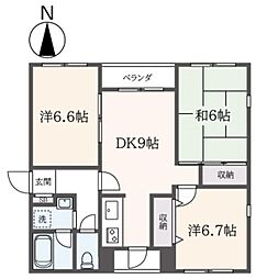 南乃家 3階3DKの間取り