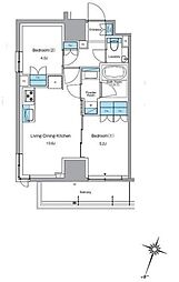 ルフォンプログレ渋谷ヒルトップ 2LDKの間取図画像
