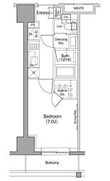 ザ・パークハビオ木場 9階1Kの間取り