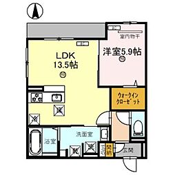 プルミエラムール 1LDKの間取図画像