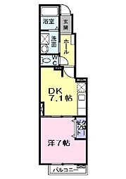シーカン2 1DKの間取図画像