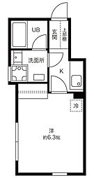 Mythos板橋新河岸 2階1Kの間取り