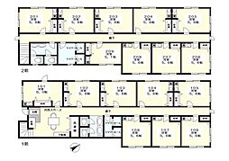 ウォールデコハウス 2階ワンルームの間取り