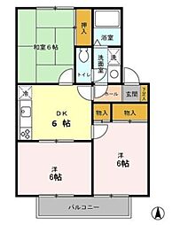 La・ルミエール 2階3DKの間取り