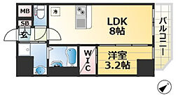 スワンズシティ神戸湊川II 1LDKの間取図画像