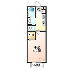 ヴィルヌーブ ワンルームの間取図画像