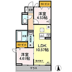 プランドール西武 2LDKの間取図画像