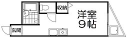 シャンテー甲斐田 ワンルームの間取図画像