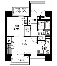 ブランシュール北町 1LDKの間取図画像