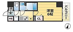 プレサンス三宮エレガンシア 1Kの間取図画像