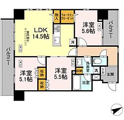 サンジョイアゼロ 5階3LDKの間取り