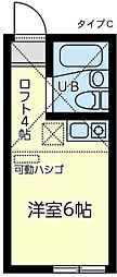 ユナイト東寺尾コモエスタ ワンルームの間取図画像